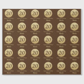 Glücklicher 20. Geburtstag Braun und Gold Glitzer Geschenkpapier (Flach)