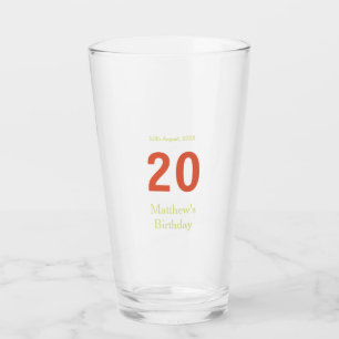 glücklicher 20. Geburtstag grün orange bold retro  Glas