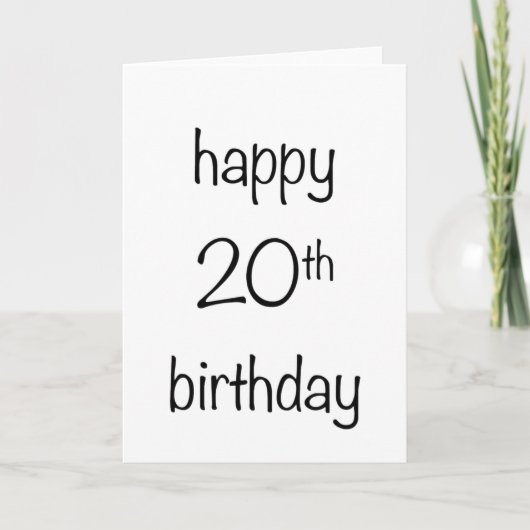 glücklicher 20. Geburtstag Karte (Vorderseite)