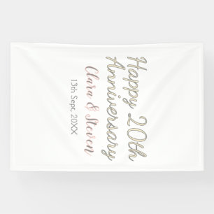 GLÜCKLICHER 20. HOCHZEITSTAG NAME ROSA GRAU PASTEL BANNER