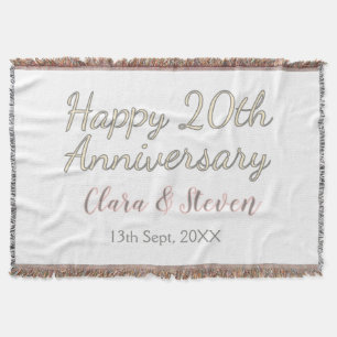 GLÜCKLICHER 20. HOCHZEITSTAG NAME ROSA GRAU PASTEL DECKE
