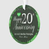 Glücklicher 20. Hochzeitstag Ornament (Vorderseite)