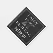 GLÜCKLICHER 21. GEBURTSTAG; Art-Déco-Stil; Individ Serviette (Ecke)