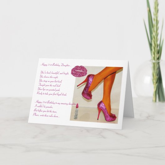 Glücklicher 21. Geburtstag zu einer Tochter Karte (Vorderseite)