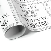 GLÜCKLICHER 23. GEBURTSTAG; Art-Déco-Stil; Individ Geschenkpapier (Rolleneckpunkt)