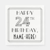 GLÜCKLICHER 24. GEBURTSTAG; Art-Déco-Stil; Individ Serviette (Vorderseite)