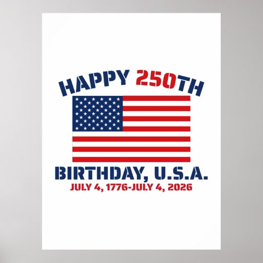 GLÜCKLICHER 250. GEBURTSTAG USA POSTER (Vorne)