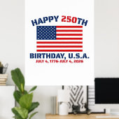 GLÜCKLICHER 250. GEBURTSTAG USA POSTER (Heimbüro)