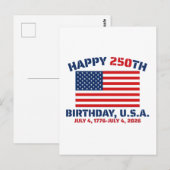 GLÜCKLICHER 250. GEBURTSTAG USA POSTKARTE (Vorne/Hinten)