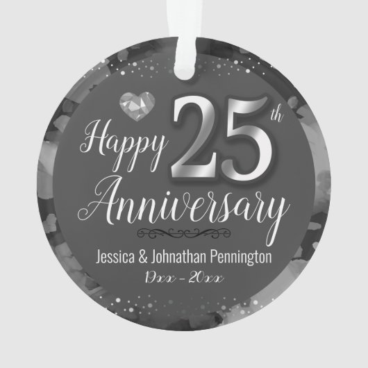 Glücklicher 25. Hochzeitstag Ornament (Rückseite)