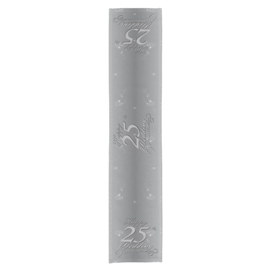 "Glücklicher 25. Hochzeitstag" Silvery Gradient Kurzer Tischläufer (Vorderseite)