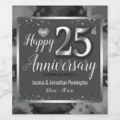 Glücklicher 25. Hochzeitstag Weinetikett (Einzelnes Label)