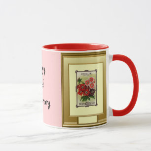 Glücklicher 2. Jahrestag, rosa Phlox Tasse