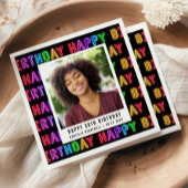 Glücklicher 30. Geburtstag Foto Regenbogenneon Serviette