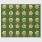 Glücklicher 30. Geburtstag Grün und Gold Glitzer Geschenkpapier (Flach)