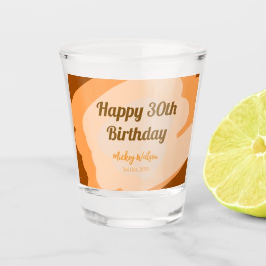 Glücklicher 30. Geburtstag rustikalen hölzern Hall Schnapsglas (Vorderseite)