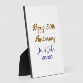 Glücklicher 30. Hochzeitstag königsblauer Golden s Fotoplatte (Seite)