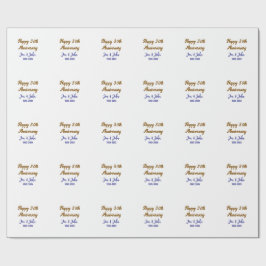 Glücklicher 30. Hochzeitstag königsblauer Golden s Geschenkpapier