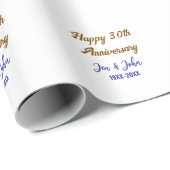 Glücklicher 30. Hochzeitstag königsblauer Golden s Geschenkpapier (Rolleneckpunkt)