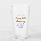 Glücklicher 30. Hochzeitstag königsblauer Golden s Glas (Rückseite)