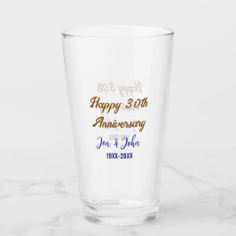 Glücklicher 30. Hochzeitstag königsblauer Golden s Glas