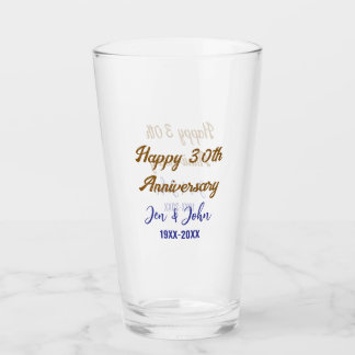 Glücklicher 30. Hochzeitstag königsblauer Golden s Glas
