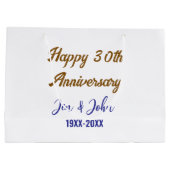 Glücklicher 30. Hochzeitstag königsblauer Golden s Große Geschenktüte (Rückseite)