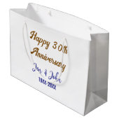 Glücklicher 30. Hochzeitstag königsblauer Golden s Große Geschenktüte (Rückseite Schrägansicht)