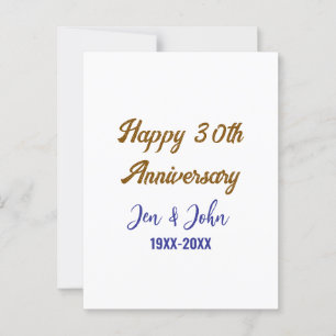 Glücklicher 30. Hochzeitstag königsblauer Golden s Postkarte
