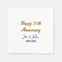 Glücklicher 30. Hochzeitstag königsblauer Golden s Serviette