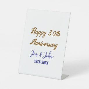 Glücklicher 30. Hochzeitstag königsblauer Golden s Sockelschild