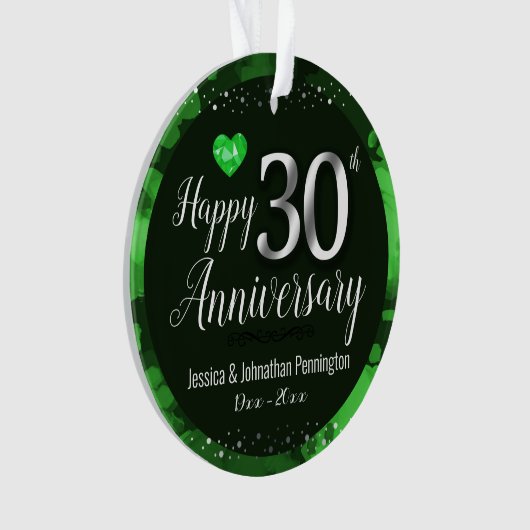 Glücklicher 30. Hochzeitstag Ornament (Vorderseite)