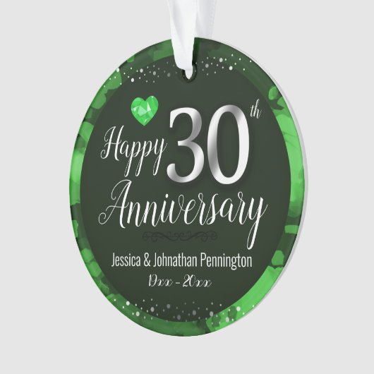 Glücklicher 30. Hochzeitstag Ornament (Vorderseite)