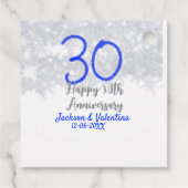 Glücklicher 30. Hochzeitstag Silberblauer Glitzer Geschenkanhänger (Rückseite)