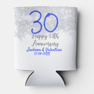 Glücklicher 30. Hochzeitstag silberner blauer Glit Dosenkühler