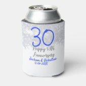 Glücklicher 30. Hochzeitstag silberner blauer Glit Dosenkühler (Kanne Rückseite)