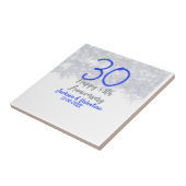 Glücklicher 30. Hochzeitstag silberner blauer Glit Fliese (Seite)