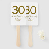 Glücklicher 30-jähriger Jubiläumsname Datum golden Fächer (Vorne und Hinten)