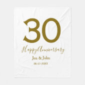 Glücklicher 30-jähriger Jubiläumsname Datum golden Fleecedecke (Vorderseite)