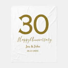 Glücklicher 30-jähriger Jubiläumsname Datum golden Fleecedecke