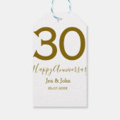Glücklicher 30-jähriger Jubiläumsname Datum golden Geschenkanhänger (Rückseite)
