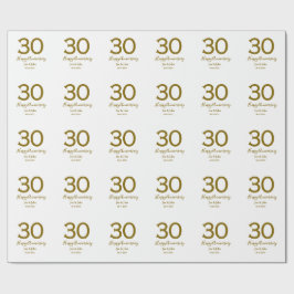 Glücklicher 30-jähriger Jubiläumsname Datum golden Geschenkpapier