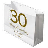 Glücklicher 30-jähriger Jubiläumsname Datum golden Große Geschenktüte (Vorderseite Schrägansicht)