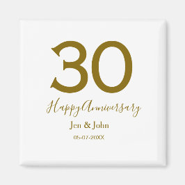 Glücklicher 30-jähriger Jubiläumsname Datum golden Magnet