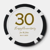Glücklicher 30-jähriger Jubiläumsname Datum golden Pokerchips (Rückseite)