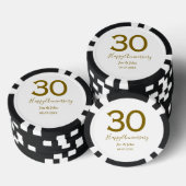 Glücklicher 30-jähriger Jubiläumsname Datum golden Pokerchips (Stapel)
