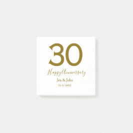 Glücklicher 30-jähriger Jubiläumsname Datum golden Post-it Klebezettel
