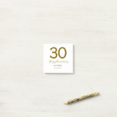 Glücklicher 30-jähriger Jubiläumsname Datum golden Post-it Klebezettel (Auf Schreibtisch)