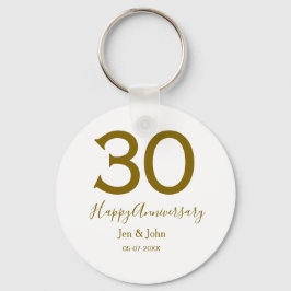 Glücklicher 30-jähriger Jubiläumsname Datum golden Schlüsselanhänger