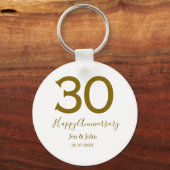 Glücklicher 30-jähriger Jubiläumsname Datum golden Schlüsselanhänger (Rückseite)
